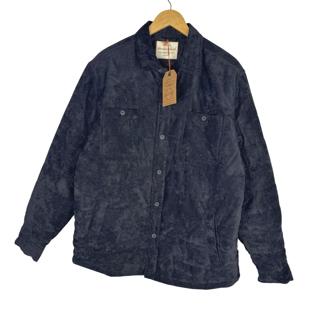 Weatherproof Vintage Mens Black Corduroy Button-Front Quilted Jacket‎ Large NWT